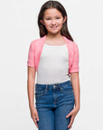 24seven Comfort Apparel Girls Open Front short Sleeve Cropped Bolero Shrug
