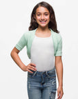 24seven Comfort Apparel Girls Open Front short Sleeve Cropped Bolero Shrug