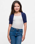 24seven Comfort Apparel Girls Open Front short Sleeve Cropped Bolero Shrug