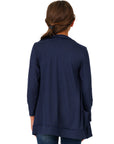 24seven Comfort Apparel Girls Open Front Long Sleeve Pocket Cardigan