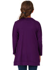 24seven Comfort Apparel Girls Open Front Long Sleeve Pocket Cardigan