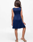 24seven Comfort Apparel Girls Sleeveless Pocket Swing Dress Machine Washable