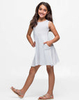 24seven Comfort Apparel Girls Sleeveless Pocket Swing Dress Machine Washable