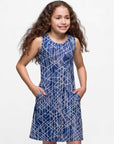 24sevenkid Girls Navy Sleeveless Pockets Dress