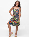 24sevenkid Girls Butterfly Print Empire Waist Sleeveless Dress