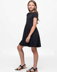 24seven Comfort Apparel Girls Short Sleeve Pleated Party Dress Machine Washable