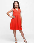 24seven Comfort Apparel Girls Sleeveless Pleated Party Dress