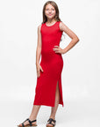 Girls Side Slit Maxi Dress Machine Washable