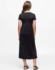 24seven Comfort Apparel Girls Short Sleeve Pleated Midi Dress