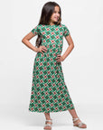 24sevenkid Girls Short Sleeve Green Maxi Dress
