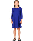 24seven Comfort Apparel Girls Long Sleeve Loose Fit Knee Length Tunic Pocket Dress
