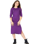 24seven Comfort Apparel Girls Long Sleeve Side Slit Maxi Dress Solid Color