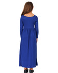 24seven Comfort Apparel Girls Long Sleeve Pleated Maxi Dress Solid Color