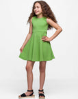 Girls Sleeveless Knee Length Fit and Flare Dress