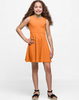 Girls Sleeveless Knee Length Fit and Flare Dress