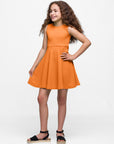 Girls Sleeveless Knee Length Fit and Flare Dress