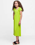 Girls Short Sleeve Pleated Maxi Dress