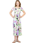 24sevenkid Girls Pastel Floral Print Short Sleeve Maxi Dress