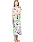 24sevenkid Girls Pastel Floral Print Short Sleeve Maxi Dress