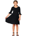 24seven Comfort Apparel Girls Elbow Length Sleeve Fit and Flare Party Dress