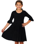 24seven Comfort Apparel Girls Elbow Length Sleeve Fit and Flare Party Dress
