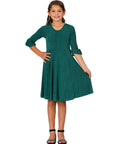 24seven Comfort Apparel Girls Elbow Length Sleeve Fit and Flare Party Dress
