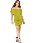 24seven Comfort Apparel Girls Off The Shoulder Rouched Party Dress