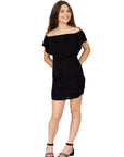 24seven Comfort Apparel Girls Off The Shoulder Rouched Party Dress