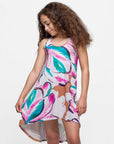 24sevenkid Girls Pastel Floral High Low Sleeveless Pocket Dress