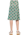 24sevenkid Green Geo Print Girls Knee Length Skirt
