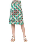24sevenkid Green Geo Print Girls Knee Length Skirt