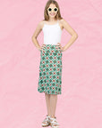 24sevenkid Green Geo Print Girls Knee Length Skirt