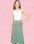 24sevenkid Green Geo Print Girls Knee Length Skirt