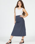 24seven Comfort Apparel Elastic Waistline Girls Maxi Skirt