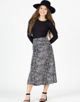 24seven Comfort Apparel Grey Animal Print Elastic Waistline Girls Maxi Skirt