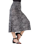24seven Comfort Apparel Grey Animal Print Elastic Waistline Girls Maxi Skirt