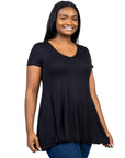 Short Sleeve Plus Size V Neck Tunic T Shirt