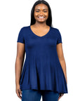 Short Sleeve Plus Size V Neck Tunic T Shirt