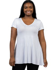 Short Sleeve Plus Size V Neck Tunic T Shirt