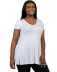 Short Sleeve Plus Size V Neck Tunic T Shirt