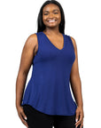 V Neck Sleeveless Rounded Hemline Plus Size Top