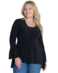 Long Bell Sleeve High Low Plus Size Tunic Top