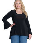 Long Bell Sleeve High Low Plus Size Tunic Top