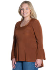 Long Bell Sleeve High Low Plus Size Tunic Top