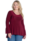 Long Bell Sleeve High Low Plus Size Tunic Top
