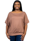 Plus Size Short Sleeve Loose Fitting Dolman Top