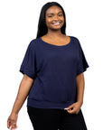 Plus Size Short Sleeve Loose Fitting Dolman Top