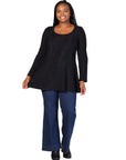 Plus Size Scoop Neck Long Sleeve Shimmery Fabric Tunic Top