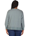 Plus Size Relaxed Fit Ribbed Knit V Neck Sweatshirt Top