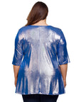 24seven Comfort Apparel Plus Size Pink Metallic Scoop Neck Flared Tunic Top